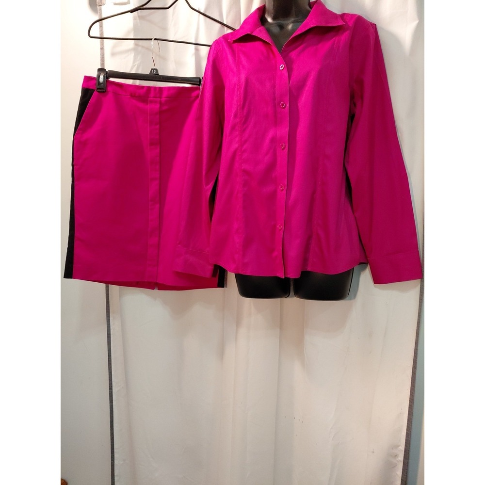 Chico's Design Vintage Pencil Skirt Blouse Set Size 8 Barbie Pink